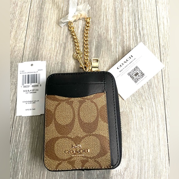 🛍️sold elsewhere COACH Zip Card Case in Signature canvas!🛍️ Authentic💜 - Picture 3 of 11